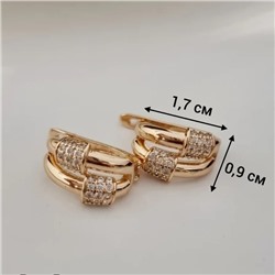 Серьги ювелирная бижутерия коллекция "Дубай", покрытие позолота, вставка: фианиты, цвет: прозрачный, арт.213.619