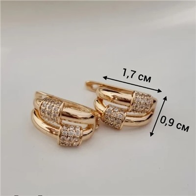 Серьги ювелирная бижутерия коллекция "Дубай", покрытие позолота, вставка: фианиты, цвет: прозрачный, арт.213.619