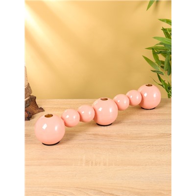 Подсвечник на 3 свечи «Бусы», с 7 сферами, 44×8×8 см, пудровый