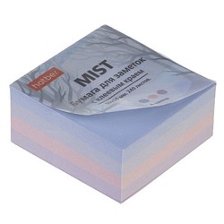 Бумага для заметок с клеевым краем 50х50 мм 60 листов 4 цв. "Mist" европодвес 090342 Хатбер