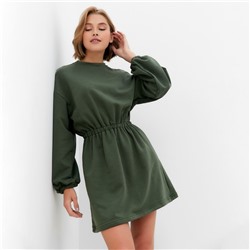 Платье с кулиской женское MINAKU: Casual Collection, хаки, размер 46