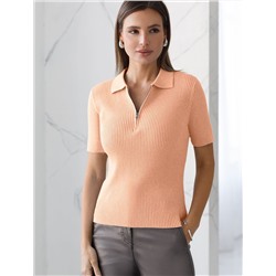 Джемпер-поло с застежкой на молнии из хлопка с кашемиром