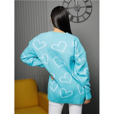 Джемпер удлиненный "Сердца"