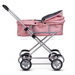 Коляска для кукол металлическая, складная, прогулочная с капюшоном, цвет розовый