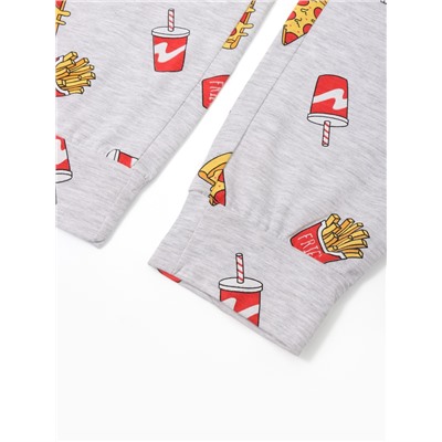 Пижама женская (футболка, брюки) KAFTAN Pizza, размер 44-46, чёрная