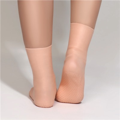 Носочки для педикюра, высокие, силиконовые, универсальный размер, 21×19 см, бежевые