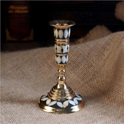 Подсвечник «Зебра», 8×8×13 см, латунь, перламутр