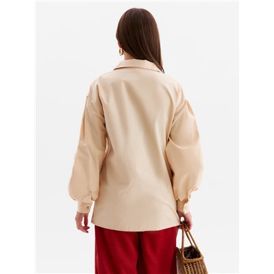 Рубашка женская с объёмными рукавами MINAKU: Casual Collection, размер 44, бежевая
