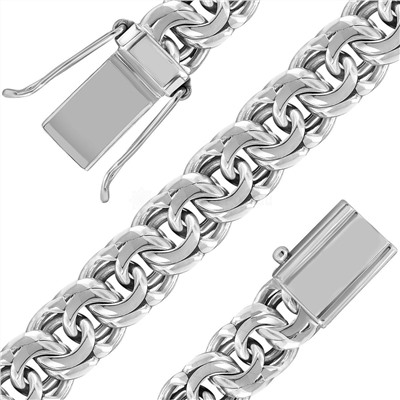 Браслет из серебра родированный - Бисмарк, 21 см 925 пробы БРБ19021р