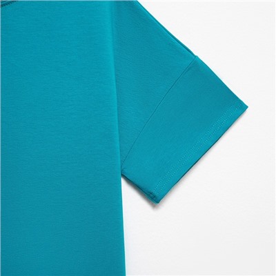 Футболка детская однотонная MINAKU: Basic line, бирюзовая, рост 140 см