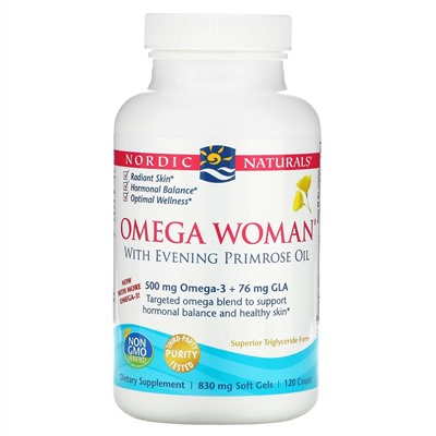 Nordic Naturals, Omega Woman, с маслом примулы вечерней, 120 капсул