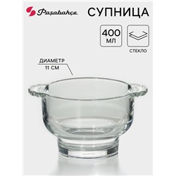 Бульонница Paşabahçe, 400 мл, с ручками, стекло, прозрачная