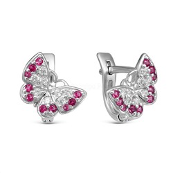 Серьги из серебра с фианитами родированные - Бабочки 1,2 см 925 пробы с2-086-4р215