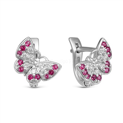 Серьги из серебра с фианитами родированные - Бабочки 1,2 см 925 пробы с2-086-4р215