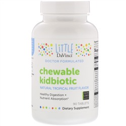 Little DaVinci, Chewable Kidbiotic, Natural Tropical Fruit Flavor, 90 Tablets