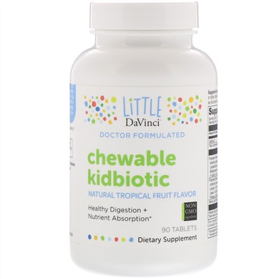 Little DaVinci, Chewable Kidbiotic, Natural Tropical Fruit Flavor, 90 Tablets