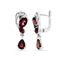 Серьги из серебра родолит, Эстет