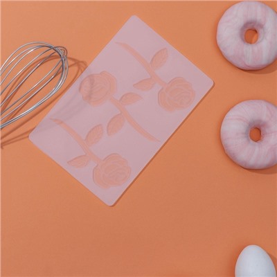 Форма для шоколада «Розы», силикон, 3 ячейки, 19×12.5×0.1 см, прозрачная