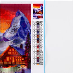 Алмазная мозаика на новый год с полным заполнением со светящимися стразами на холсте «Домик в горах», 20×30 см, набор для творчества