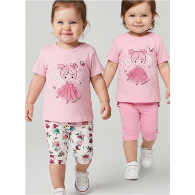 Брюки детские трикотажные для девочек (легинсы укороченные), 2 пары в комплекте