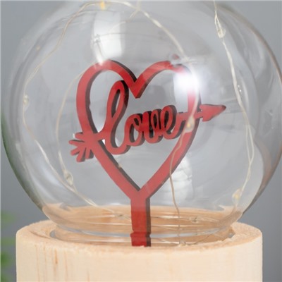 Фигурка светящаяся RISALUX «Влюбленное сердце», LED-ночник, 3×AG10, шар-8 см, 6.5×6.5×11.5 см