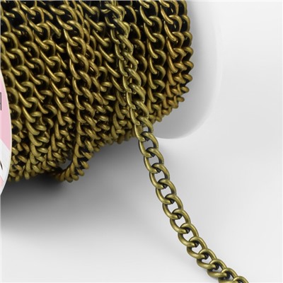 Цепочка для сумки, железная, 4.35×5.8 мм, 10±0.5 м, цвет бронзовый