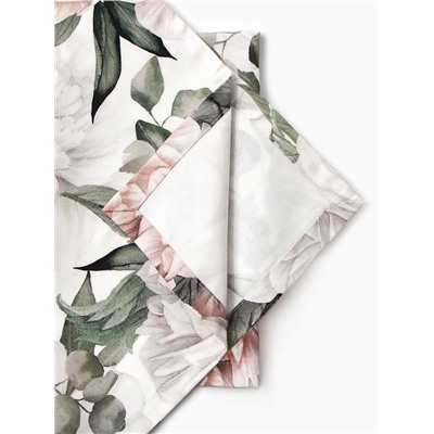 Набор салфеток с декоративными кольцами Этель «Пионы» 40×40 см - 2 шт., 100% хл, саржа 190 г/м²