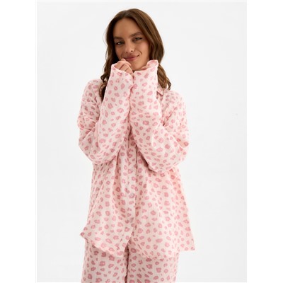 Пижама женская (рубашка, брюки) KAFTAN «Муслин: pink leopard», размер 40-42