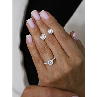 Серьги-пусеты из серебра с фианитами родированные 925 пробы S2180271010р