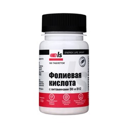 Фолиевая кислота, с витаминами В6, В12, банка, 180 таблеток
