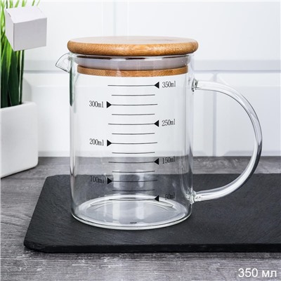 Кувшин мерный 350 мл / LCWJ101 /уп 125/* Бамбуковая крышка