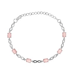Браслет из серебра розовый кварц, Ю-41005р