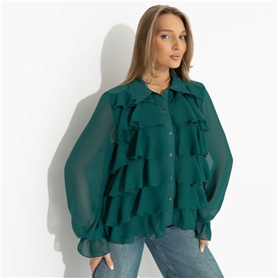 Блуза на пуговицах, Гипнотический стиль (зеленая)