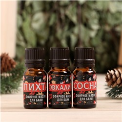 Набор эфирных масел «Достатка и благополучия!», в подарочной коробке, пихта, эвкалипт, сосна, 3 шт. по 10 мл