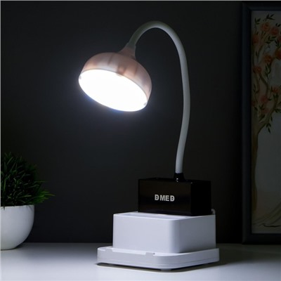 Лампа настольная RISALUX 16047/1, 20хLED, 5 Вт, 4 режима, АКБ, USB, 11×12×43 см, белая