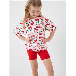 Комплект трикотажный для девочек: брюки (легинсы укороченные), фуфайка (футболка)