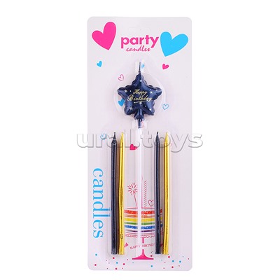 Набор свечей праздничных чёрные/золотые