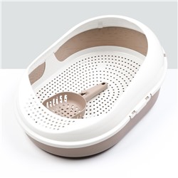 Лоток для кошек с бортом, сеткой и совком «Космо» 51.9×37.8×21.3 см, коричневый