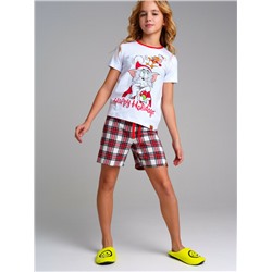 Комплект для девочек: фуфайка трикотажная (футболка), шорты текстильные