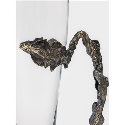 Пивной бокал 500 мл «Рыбы», подарочный, стекло, металл