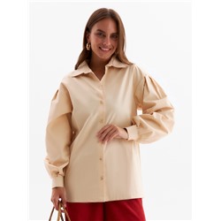 Рубашка женская с объёмными рукавами MINAKU: Casual Collection, размер 44, бежевая