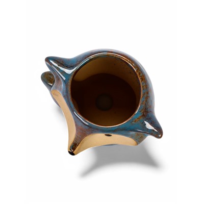 Декоративный горшок для цветов «Лисёнок Фред», керамический, 200 мл, 9×8.5×10 см, голубой