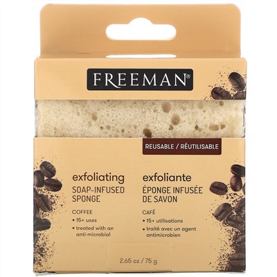 Freeman Beauty, Exfoliating Soap-Infused Sponge, Coffee, 1 Sponge, 2.65 oz (75 g)