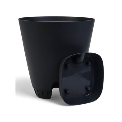 Горшок для цветов «Гранд», 15 л, d=29.5 см, h=31 см, пластиковый, с прикорневым поливом, графитовый