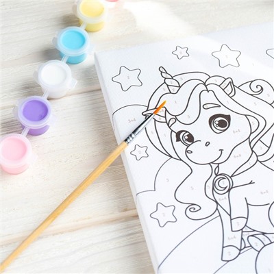 Картина по номерам для детей «Единорог на радуге», 21×15 см