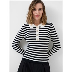 Джемпер трикотажный с воротником поло для женщин