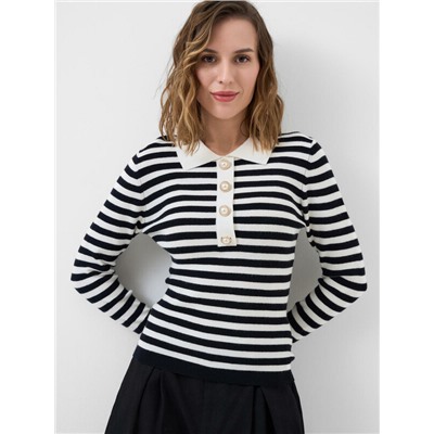 Джемпер трикотажный с воротником поло для женщин