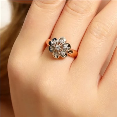 Кольцо 19 р ювелирная бижутерия коллекция "Дубай", покрытие позолота, вставка: фианиты, цвет: прозрачный, арт.314.852-19