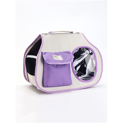Сумка-переноска с органайзером и окном, 45×24×34 см, бело-сиреневая