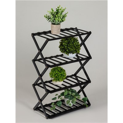 Подставка для цветов Greengo, 4 полки, 50×25×68 см, напольная, бамбук, чёрная